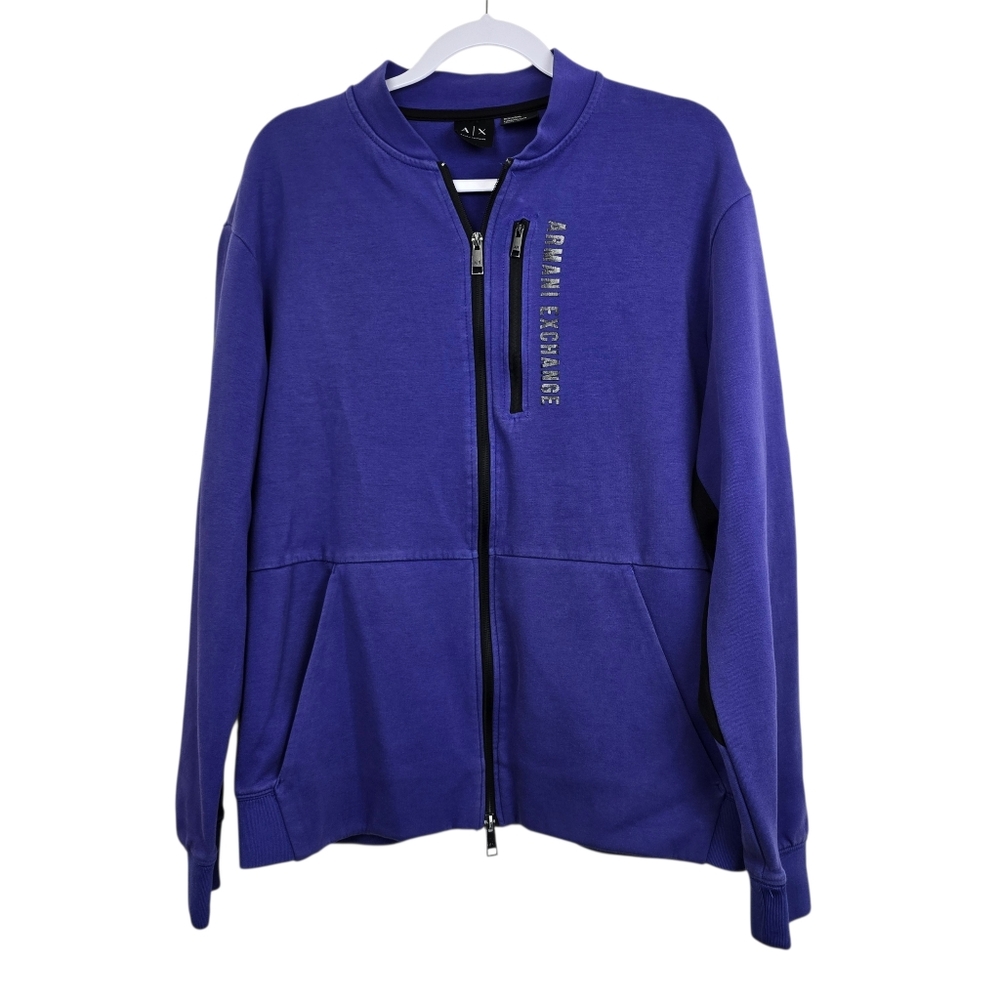 Armani Exchange Men’s XL Dark Purple Long Sleeve Zip-Up Lightweight Jacket